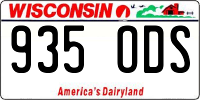 WI license plate 935ODS