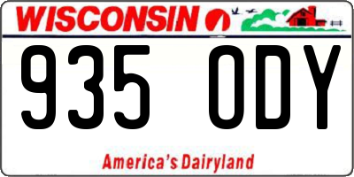 WI license plate 935ODY