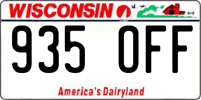 WI license plate 935OFF