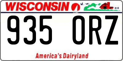 WI license plate 935ORZ