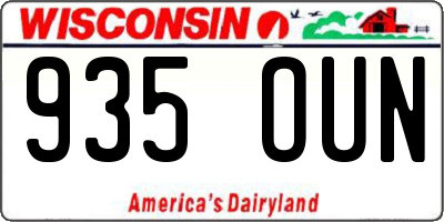 WI license plate 935OUN