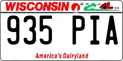 WI license plate 935PIA