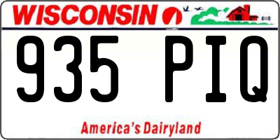 WI license plate 935PIQ