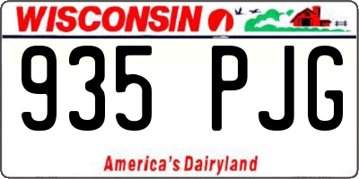 WI license plate 935PJG