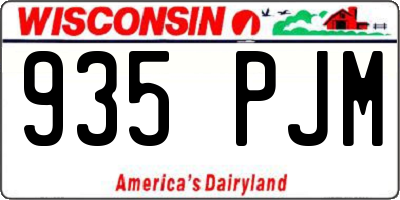 WI license plate 935PJM