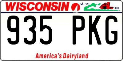 WI license plate 935PKG