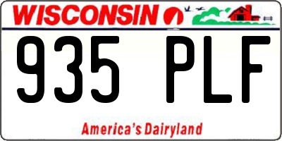 WI license plate 935PLF