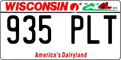 WI license plate 935PLT