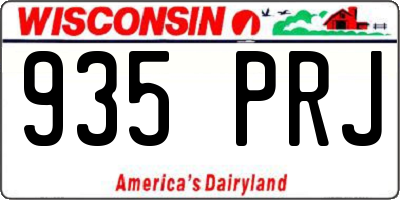 WI license plate 935PRJ