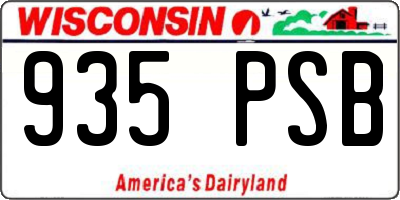 WI license plate 935PSB