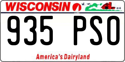 WI license plate 935PSO
