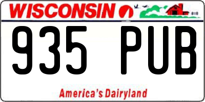 WI license plate 935PUB