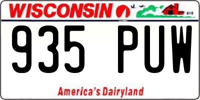 WI license plate 935PUW