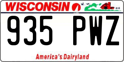 WI license plate 935PWZ