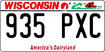 WI license plate 935PXC