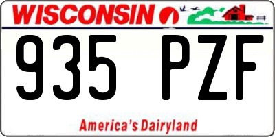 WI license plate 935PZF