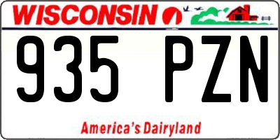 WI license plate 935PZN