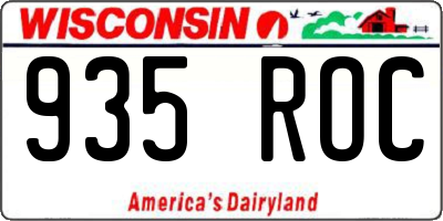 WI license plate 935ROC