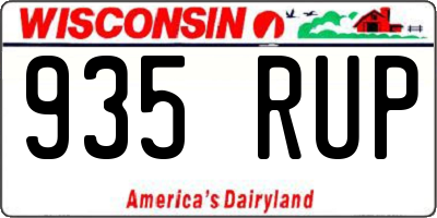 WI license plate 935RUP