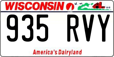 WI license plate 935RVY
