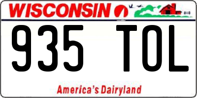 WI license plate 935TOL