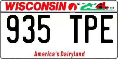 WI license plate 935TPE