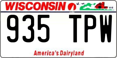 WI license plate 935TPW