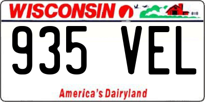WI license plate 935VEL