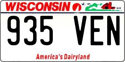 WI license plate 935VEN