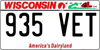 WI license plate 935VET