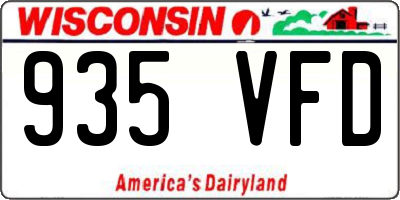 WI license plate 935VFD