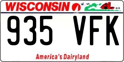 WI license plate 935VFK