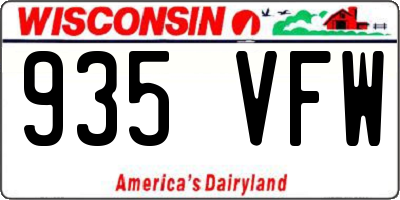 WI license plate 935VFW