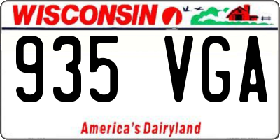 WI license plate 935VGA