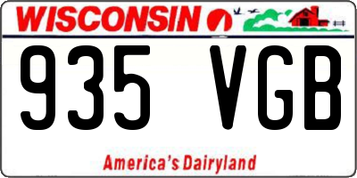 WI license plate 935VGB