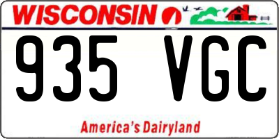 WI license plate 935VGC