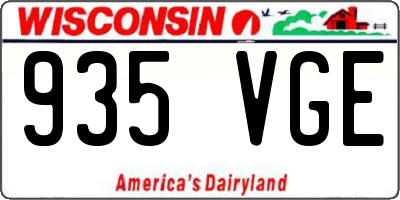 WI license plate 935VGE