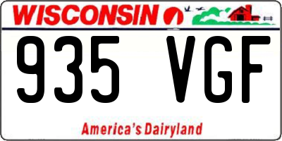WI license plate 935VGF