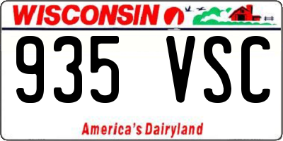 WI license plate 935VSC