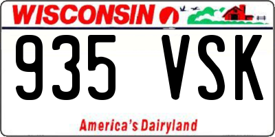 WI license plate 935VSK