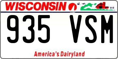 WI license plate 935VSM