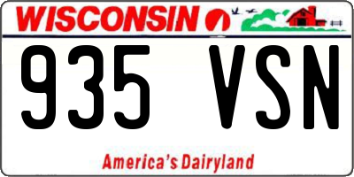 WI license plate 935VSN