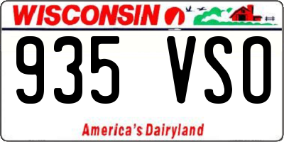 WI license plate 935VSO
