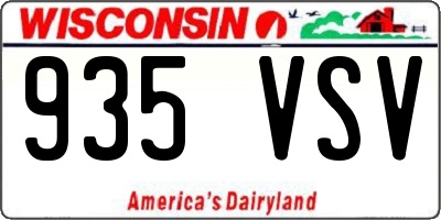 WI license plate 935VSV