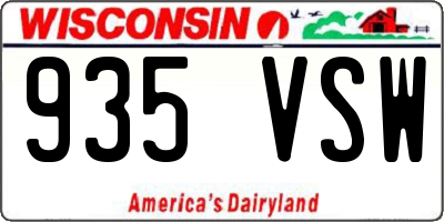 WI license plate 935VSW