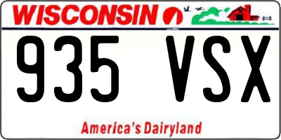 WI license plate 935VSX