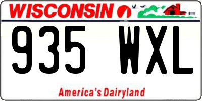 WI license plate 935WXL