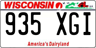 WI license plate 935XGI