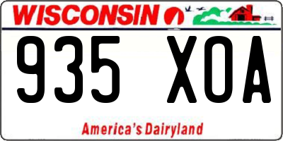 WI license plate 935XOA