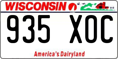 WI license plate 935XOC